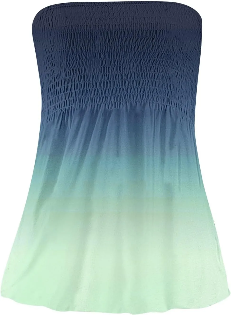 Tube Tops for Women Floral Print Sleeveless Tanks Strapless Smocked Ruffled Tube Tops Casual Lightweight Bandeau
