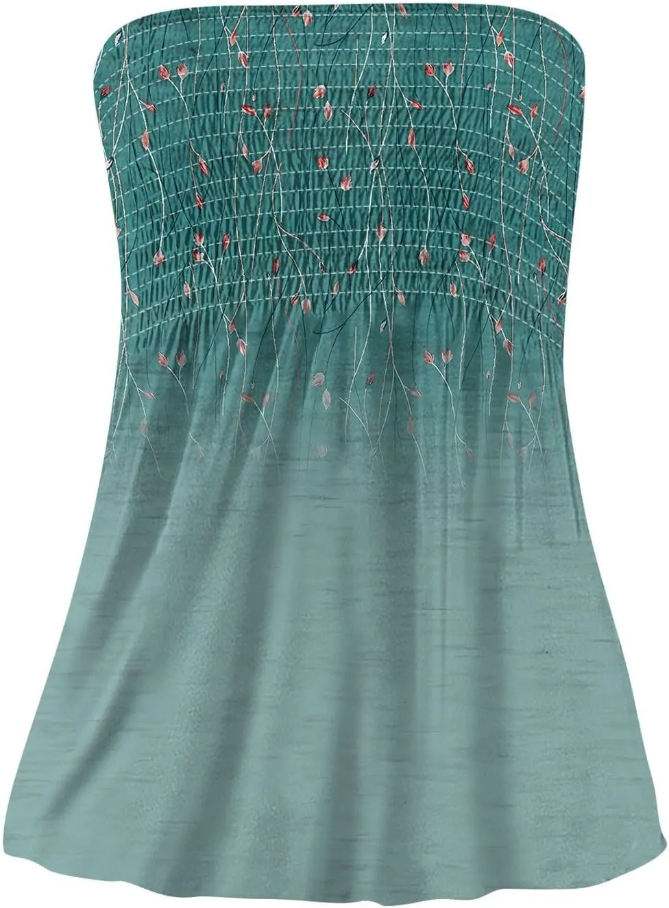 Tube Tops for Women Smocked Bandeau Tops Floral Tube Tops Backless Bandeau Tunic Tops Sleeveless Shirts