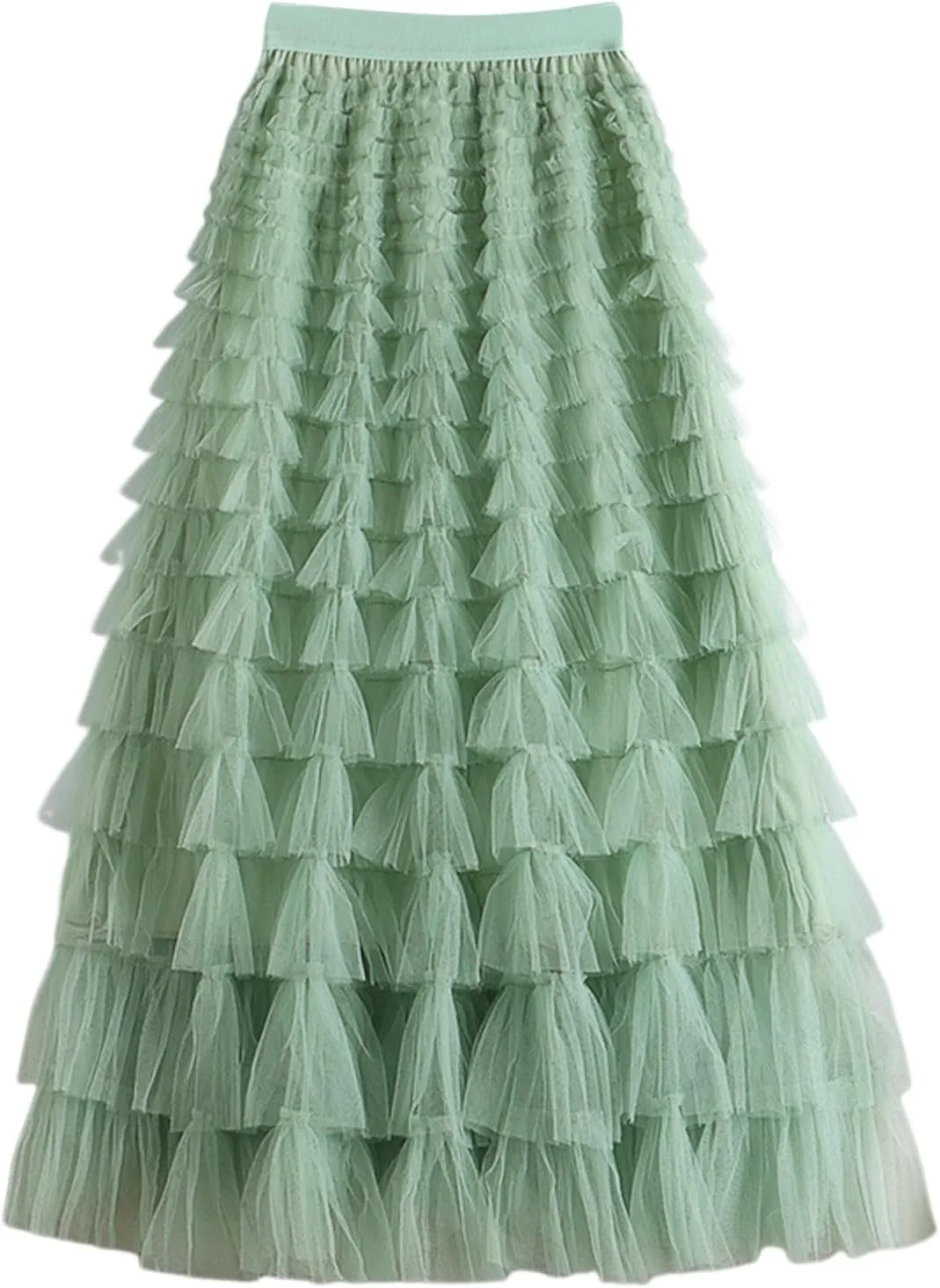 Tulle Maxi Skirts for Women 2025 Summer Elastic High Waisted Flowy Swing Tiered Mesh Long Skirt