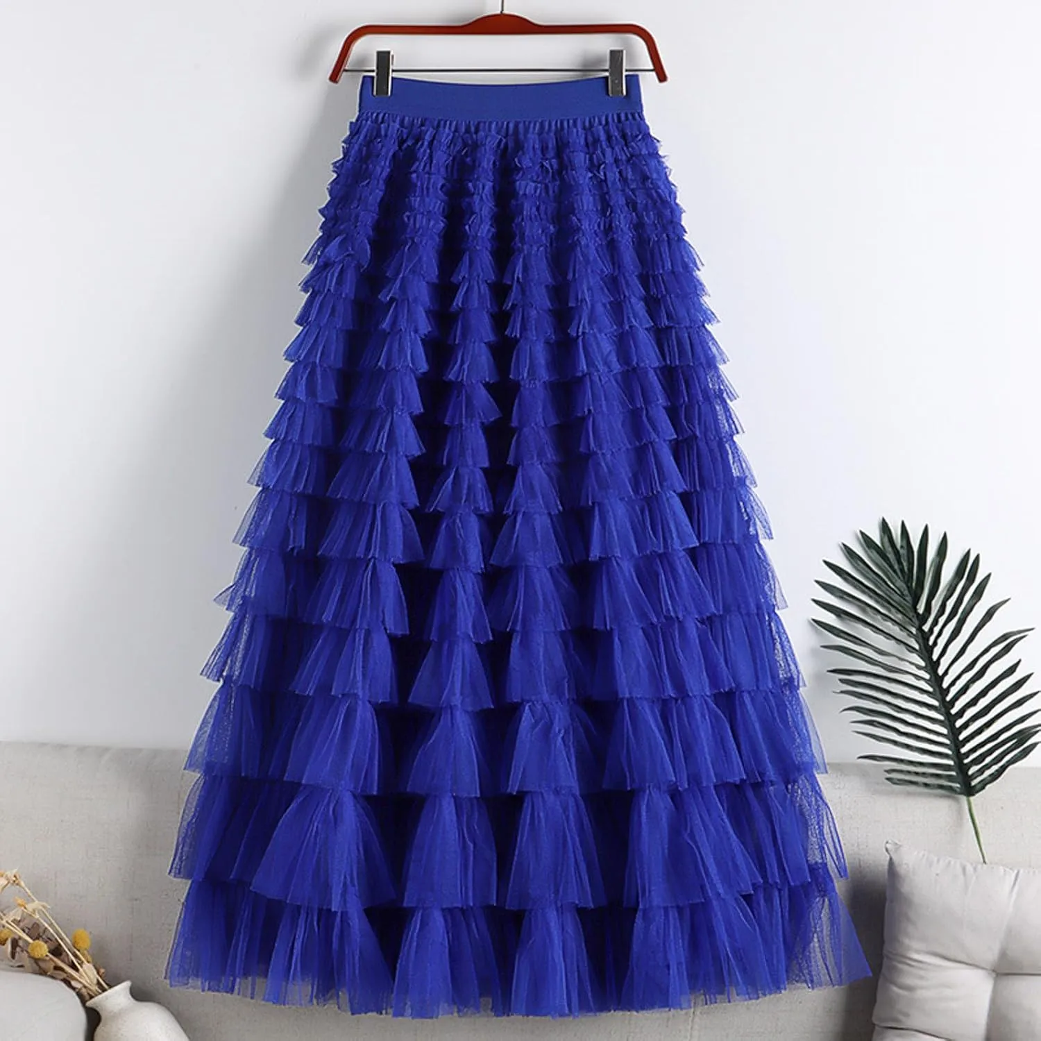 Tulle Maxi Skirts for Women 2025 Summer Elastic High Waisted Flowy Swing Tiered Mesh Long Skirt