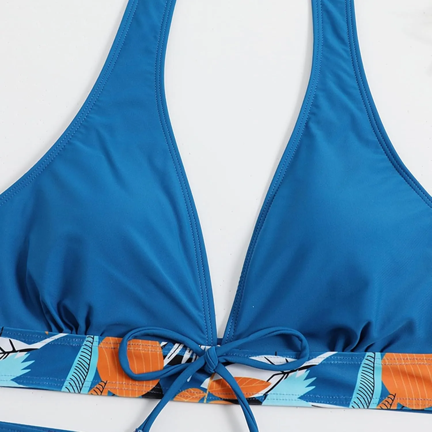 Two Piece Swimsuit for Women,2024 Summer Sexy Halter Tie Bikini Sets,Trendy Print Tropical High Waisted Swim Shorts