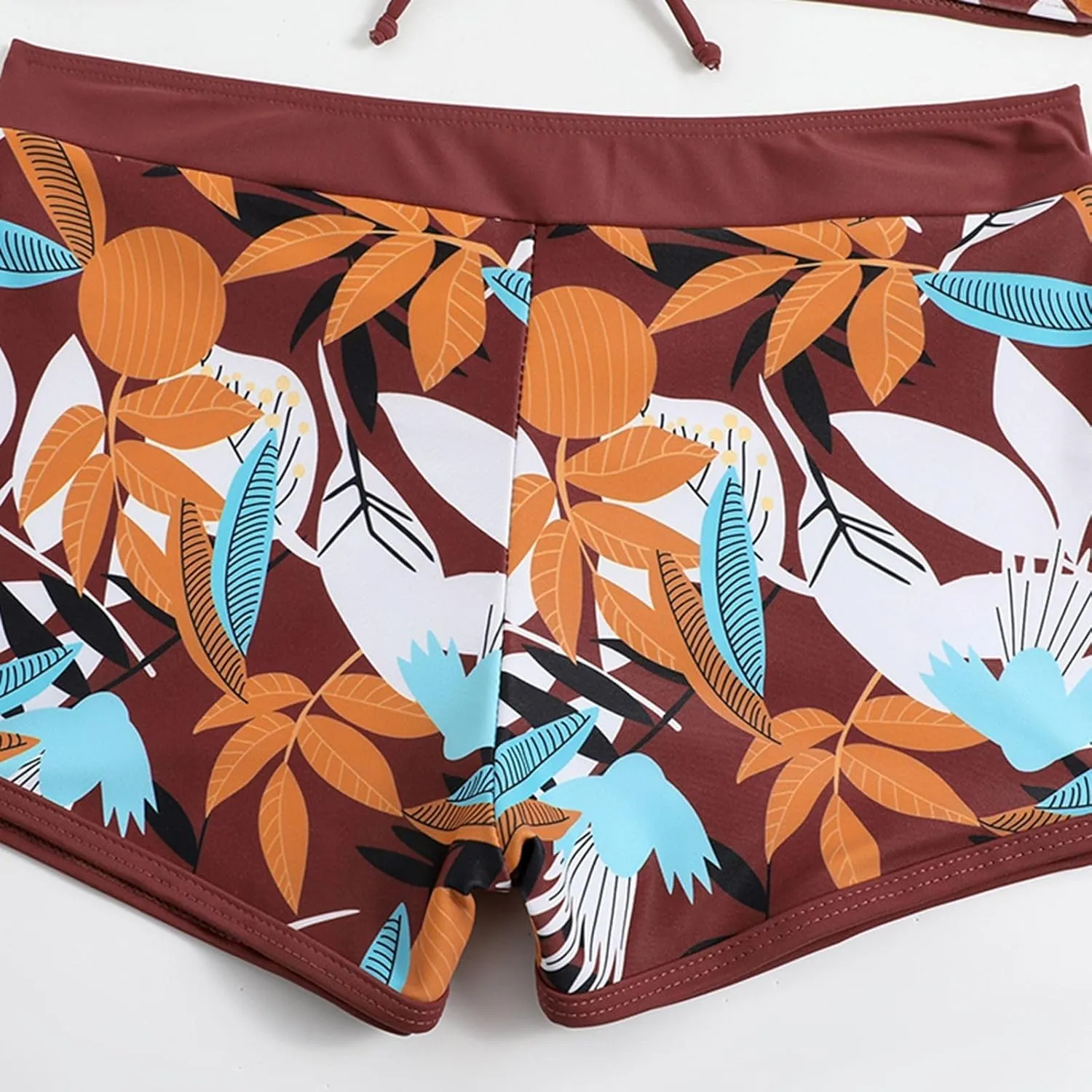 Two Piece Swimsuit for Women,2024 Summer Sexy Halter Tie Bikini Sets,Trendy Print Tropical High Waisted Swim Shorts