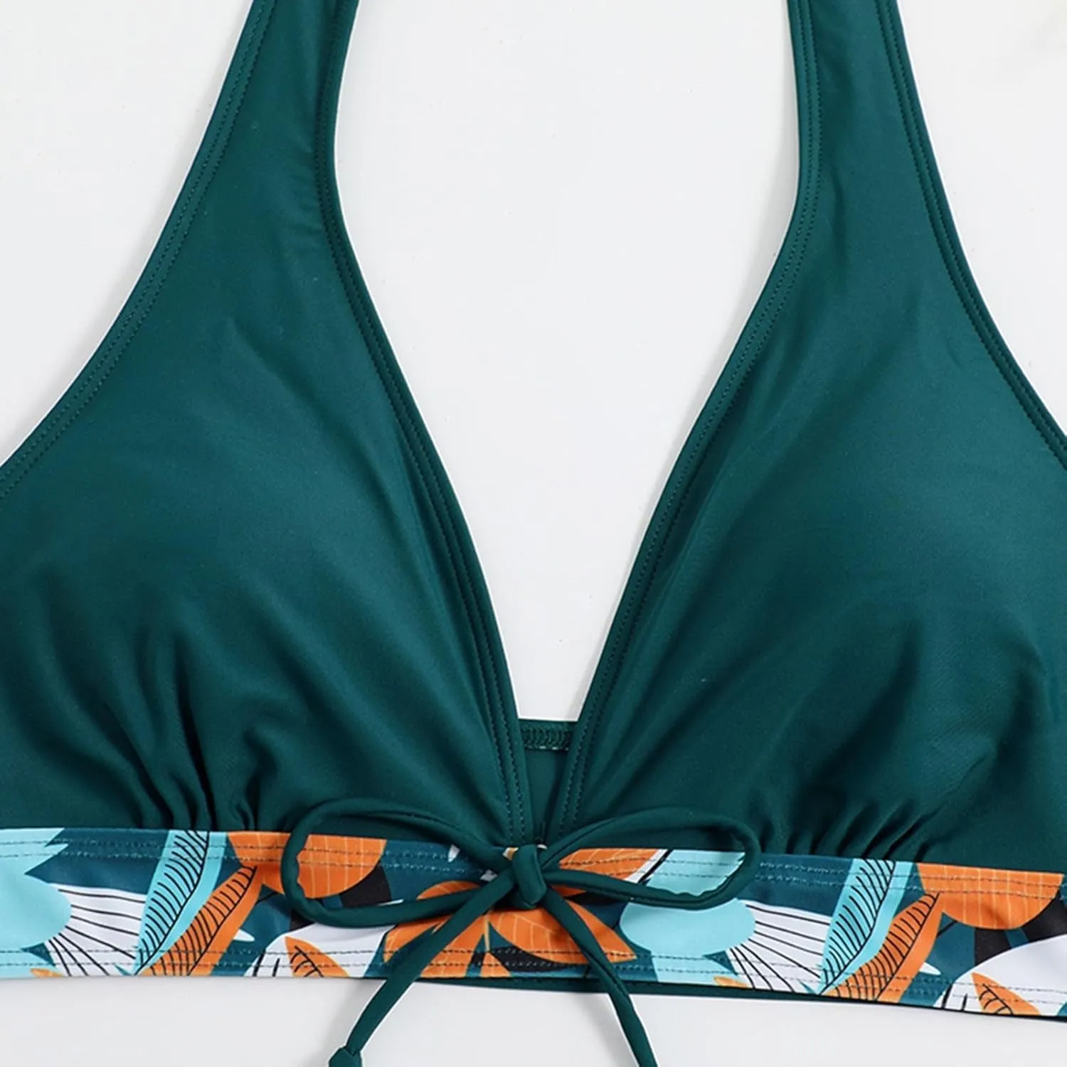 Two Piece Swimsuit for Women,2024 Summer Sexy Halter Tie Bikini Sets,Trendy Print Tropical High Waisted Swim Shorts