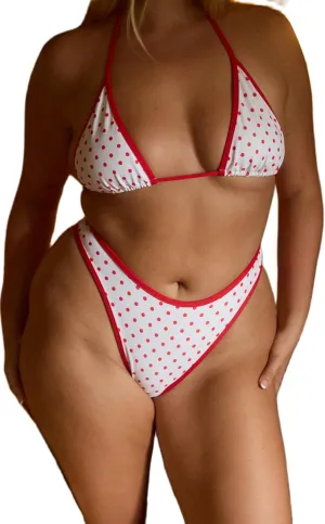 UAURORAO Women Triangle Bikini Sets V Neck Haler Top High Cut Low Rise Bottoms Two Piece Bathing Suits Cheeky Swimsuit