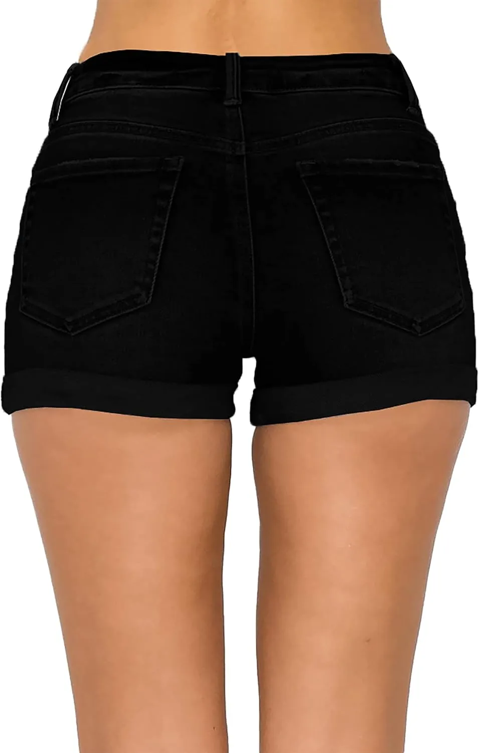 WAX JEAN Collection High Waisted Cuffed Distressed Denim Shorts