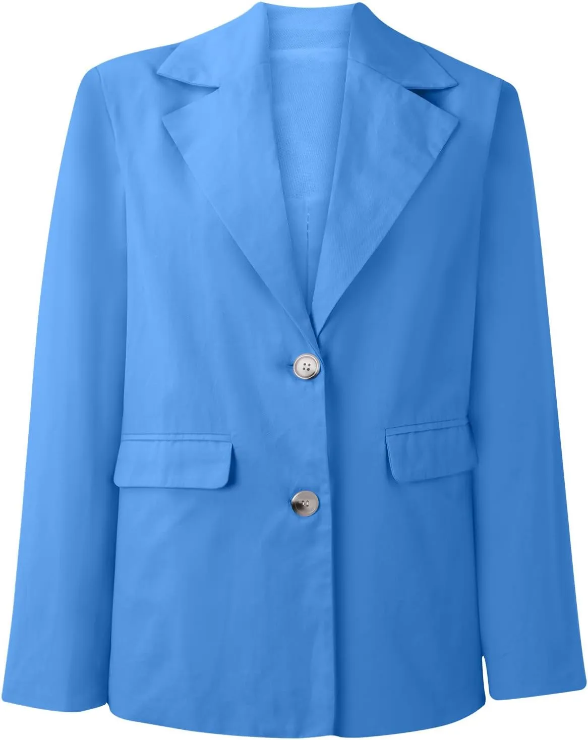 Wkishenl Women Long Sleeve Button Blazers Oversized Solid Notched Lapel Jackets Blazer 2024 Fashion Pocket Work Office Coats