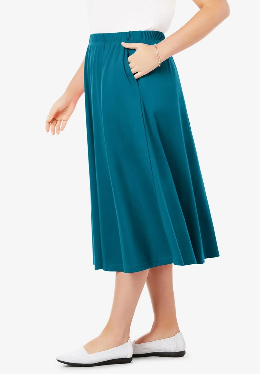 Woman Within Plus Size 7-Day Knit A-Line Skirt