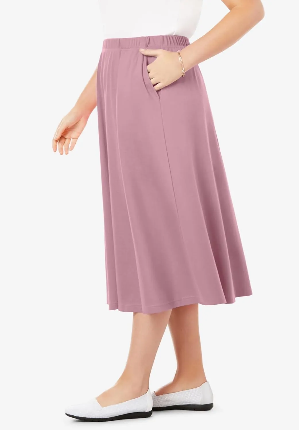 Woman Within Women's Plus Size 7-Day Knit A-Line Skirt