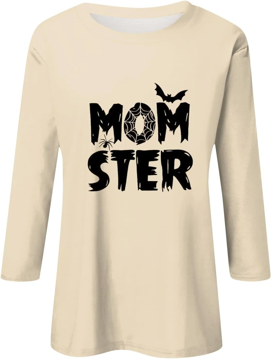 Women 3/4 Sleeve Shirts Tops Blouses Fashion Tunic Fall Clothes Casual Plus Size Basic Tops Pullover Halloween