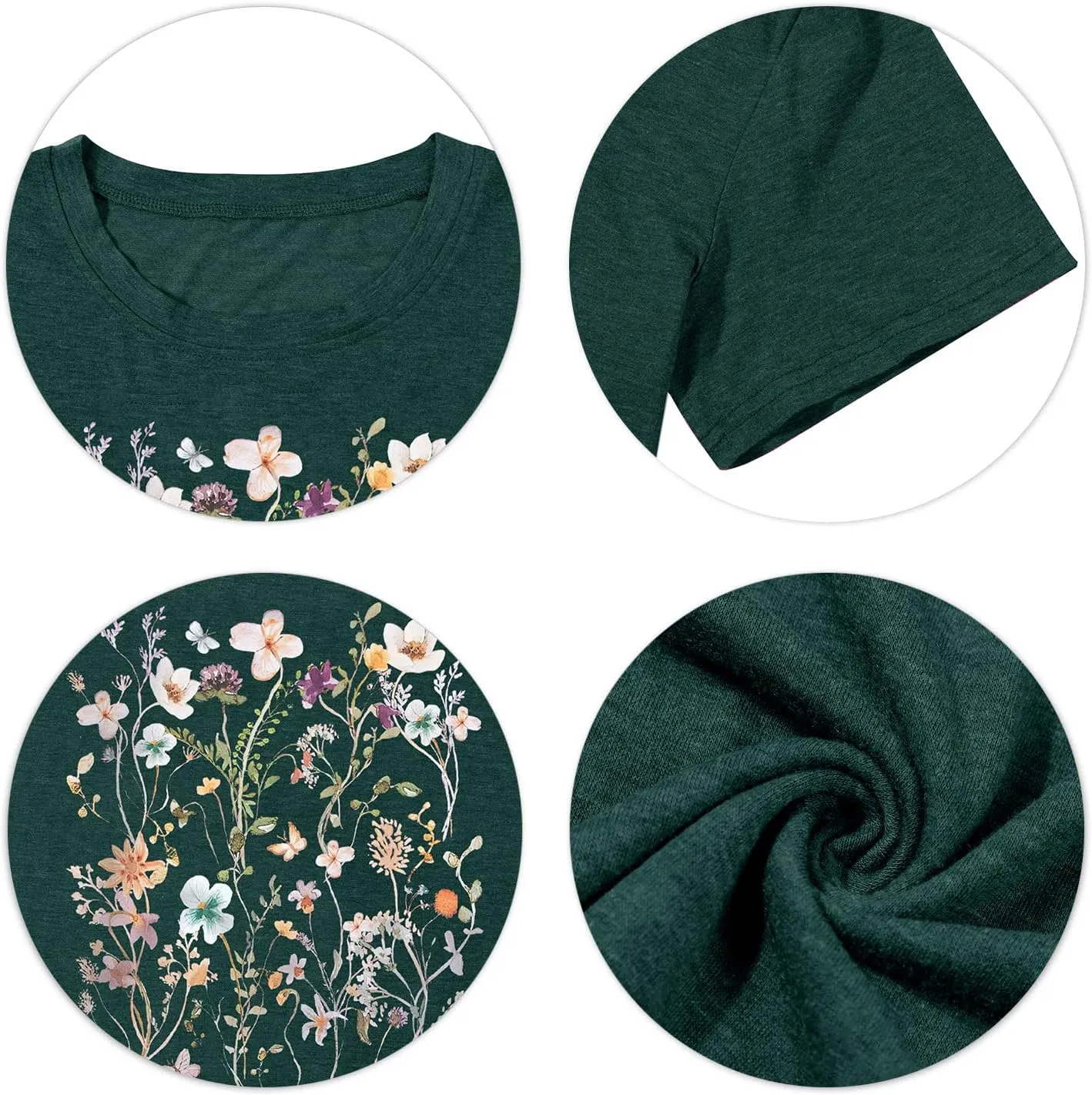 Women Boho Flower T Shirt Vintage Floral Graphic Shirt Botanical Tee Wildflowers Shirts Garden Lover Top