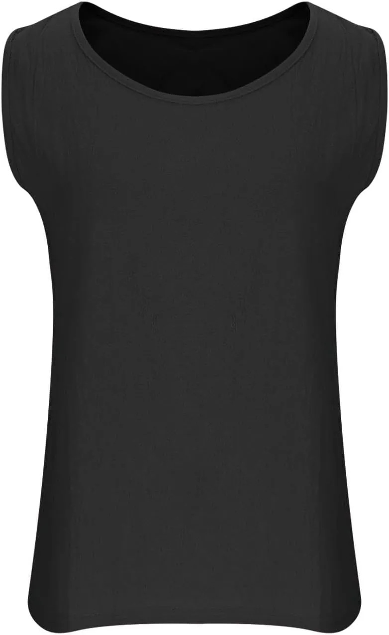 Women Cotton Linen Sleeveless Tank Tops Round Neck Solid Color Summer Shirt Casual Loose Comfy T-Shirt Blouse Vest