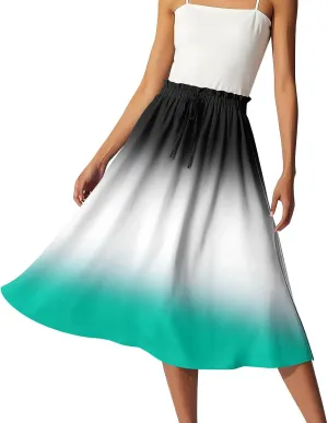Women Floral Maxi Skirt- Smocked High Waist Cotton Flowy Long Skirts Summer Boho Beach Hawaiian Vacation A Line Skirt