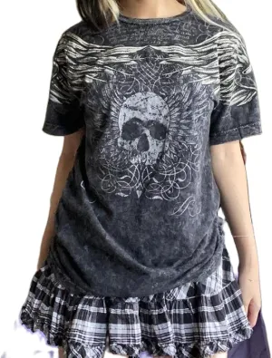 Women Gothic Oversized T-Shirt Graphic Print Short Sleeve Tee Top Round Neck Grunge Shirt Harajuku Streetwear
