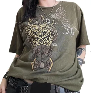 Women Gothic Oversized T-Shirt Graphic Print Short Sleeve Tee Top Round Neck Grunge Shirt Harajuku Streetwear