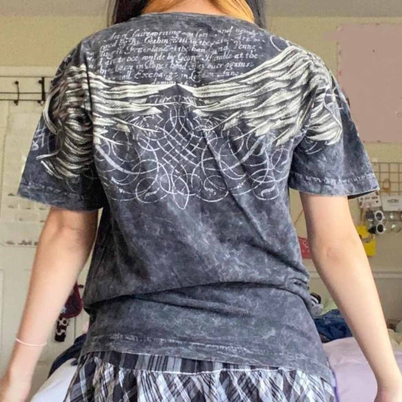 Women Gothic Oversized T-Shirt Graphic Print Short Sleeve Tee Top Round Neck Grunge Shirt Harajuku Streetwear
