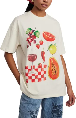 Women Graphic Oversized Tees Y2k Cute Fruit Print Short Sleeve Crew Neck Shirt E Girls Aesthetic Going Out Top
