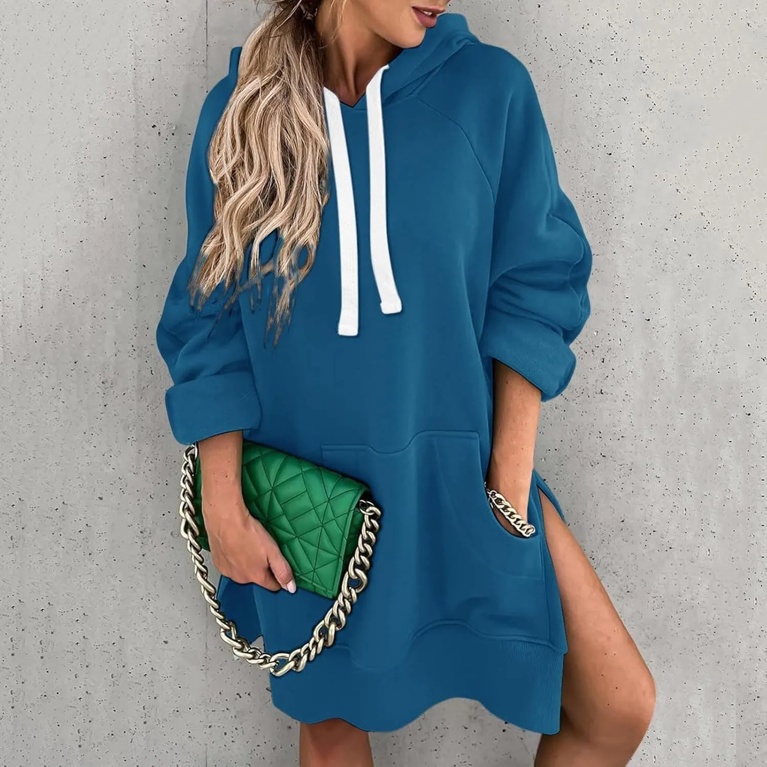 Women Oversized Hoodie Dress Pullover Winter Kangaroo Pocket Sweatshirt Summer Fall Tops Casual Loungewear
