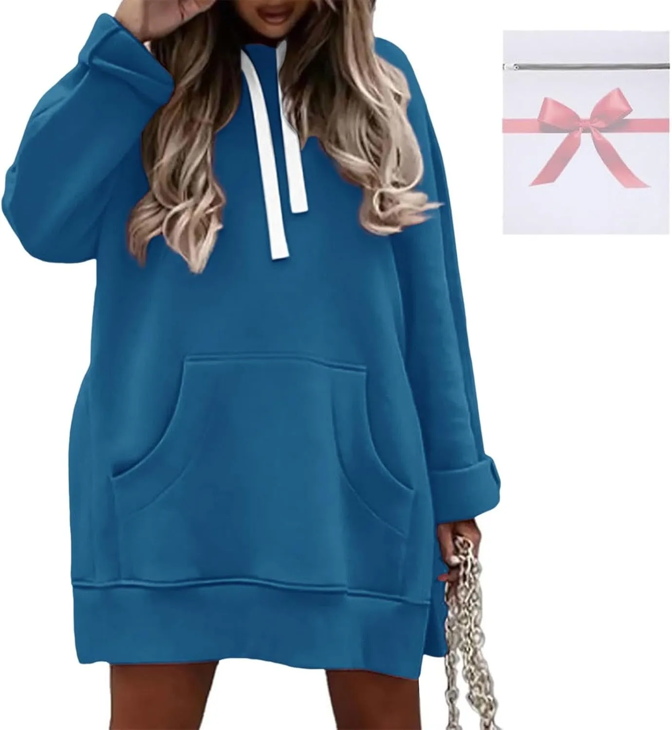 Women Oversized Hoodie Dress Pullover Winter Kangaroo Pocket Sweatshirt Summer Fall Tops Casual Loungewear