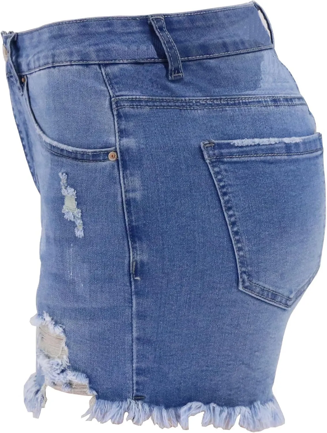 Women Ripped Jean Shorts Stretchy Distressed Denim Shorts with Pockets