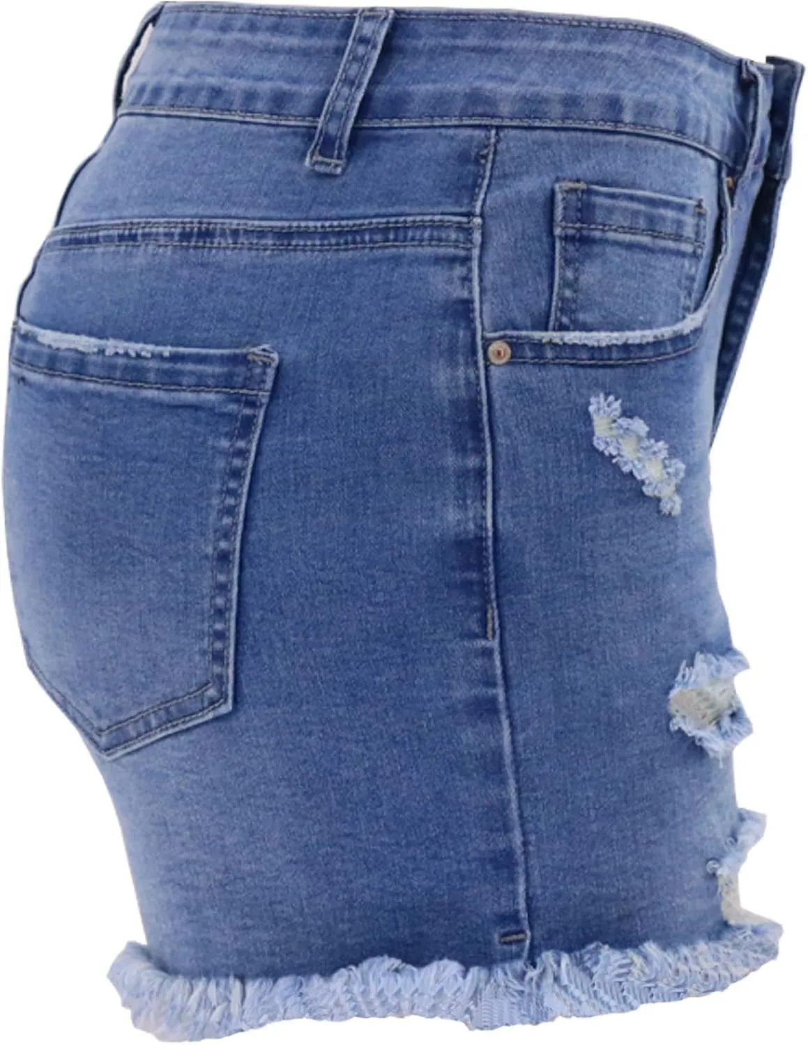 Women Ripped Jean Shorts Stretchy Distressed Denim Shorts with Pockets