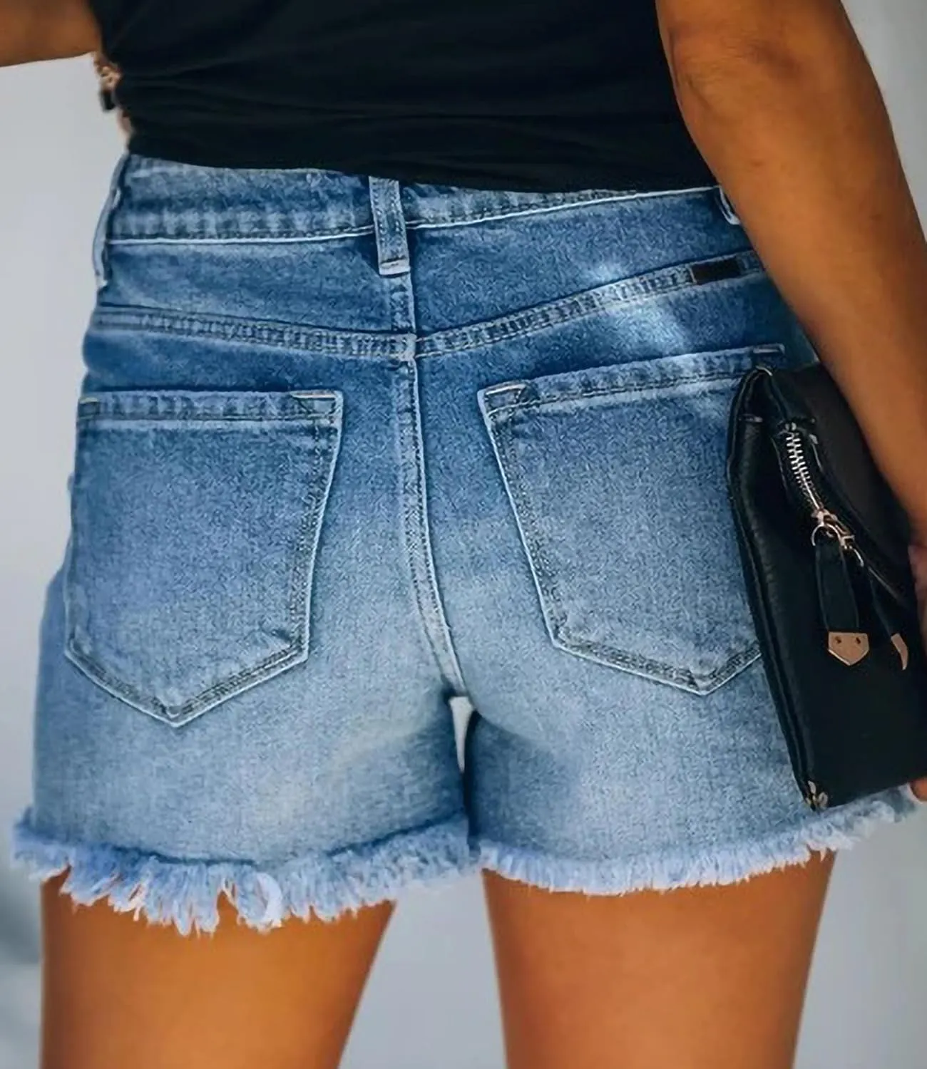 Women Ripped Jean Shorts Stretchy Distressed Denim Shorts with Pockets