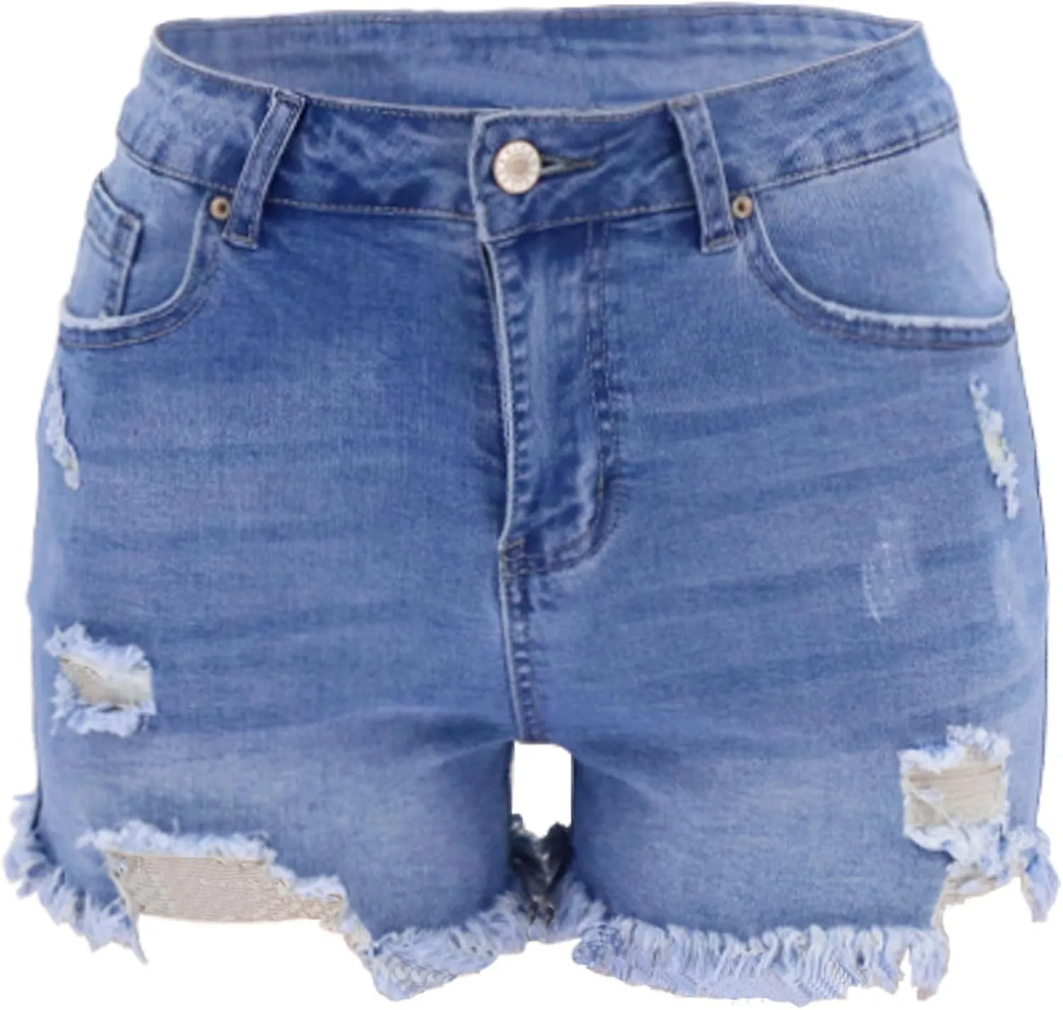 Women Ripped Jean Shorts Stretchy Distressed Denim Shorts with Pockets