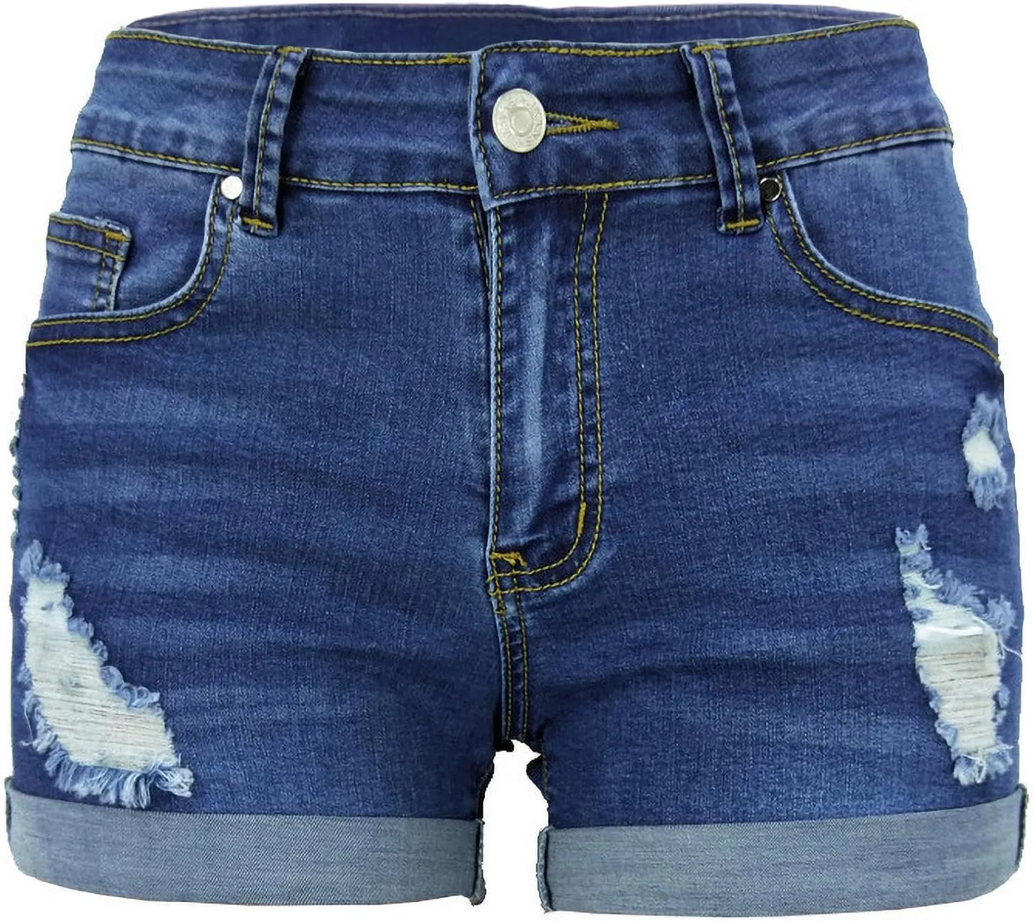 Women Ripped Jean Shorts Stretchy Distressed Denim Shorts with Pockets