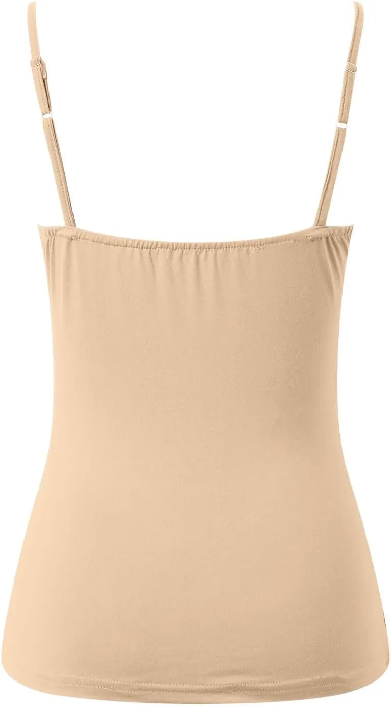 Women Shelf Bra Camisoles Tops Adjustable Strap Cami Tank Seamless Cotton Layering Undershirts