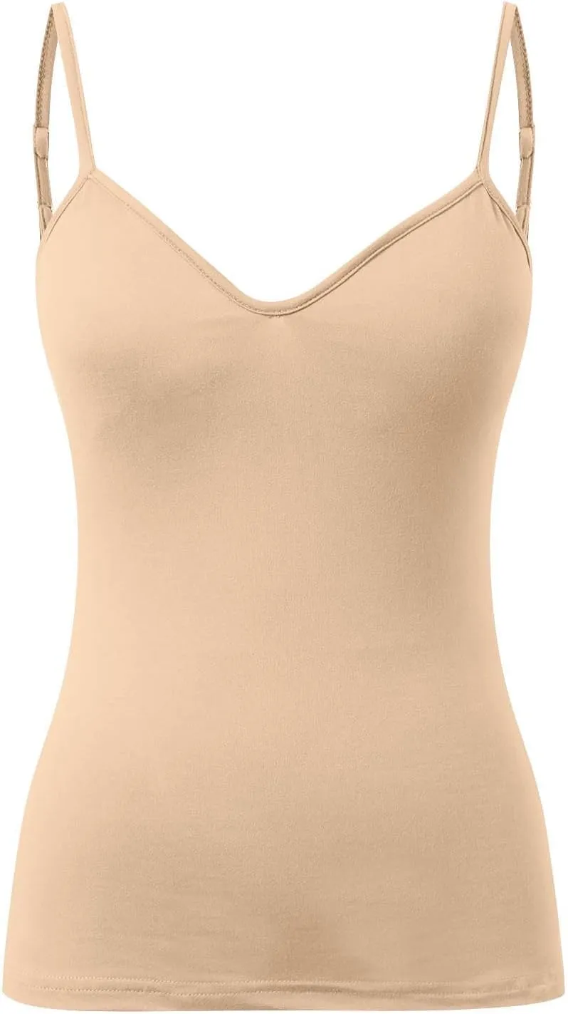 Women Shelf Bra Camisoles Tops Adjustable Strap Cami Tank Seamless Cotton Layering Undershirts
