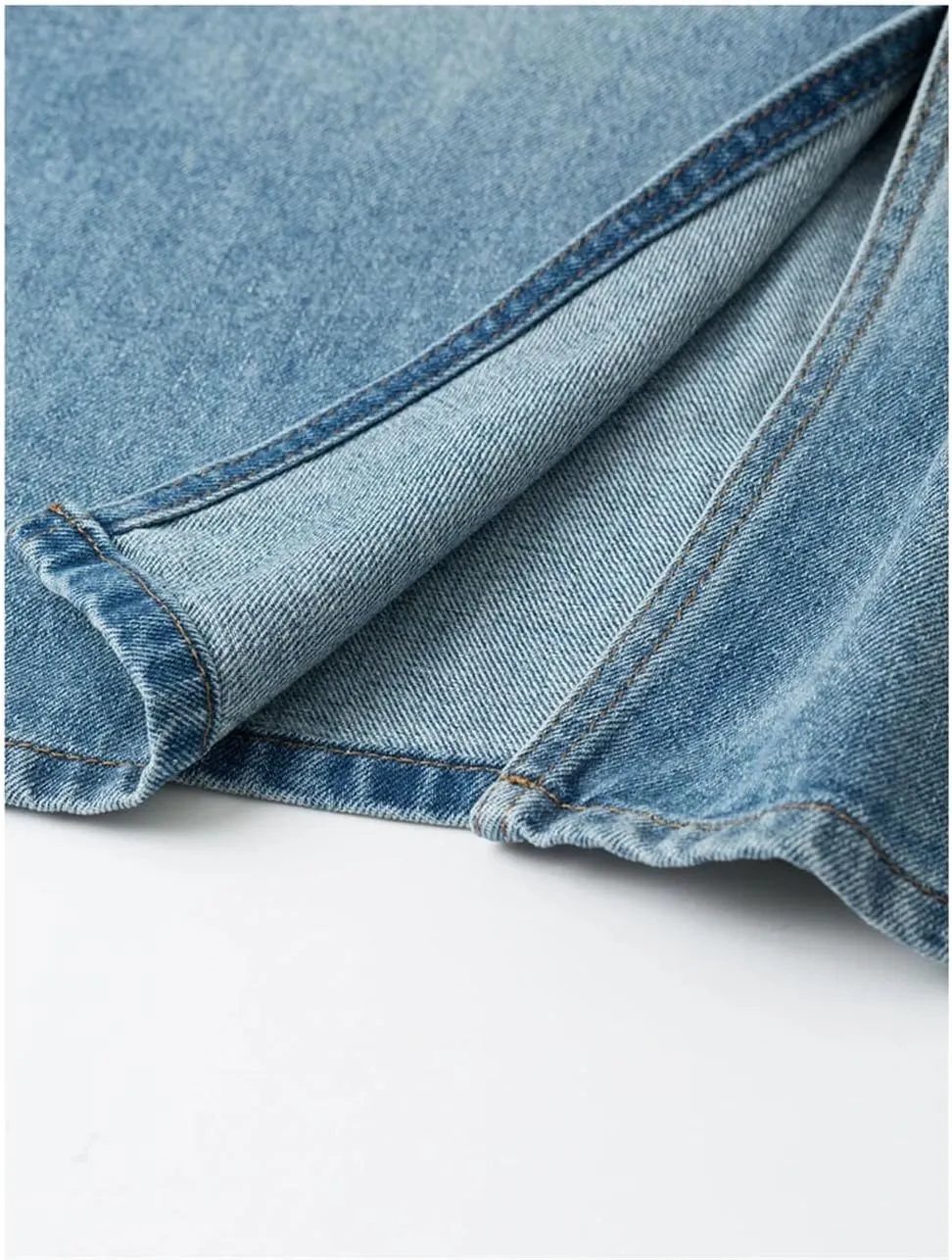 Women Split Denim Skirt Mid Length Slimming A-Line Skirt