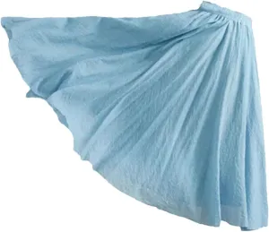 Women Summer Vintage Solid Color High Waisted Loose A-Line Skirt