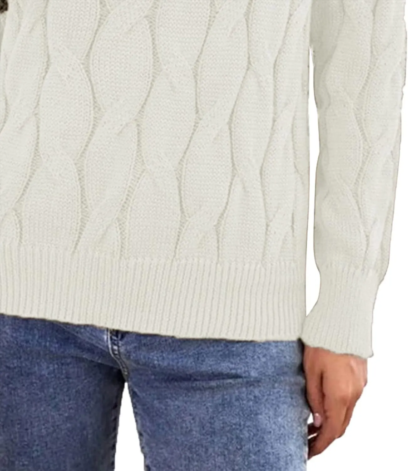 Women's 2024 Casual Long Sleeve Round Neck Cable Knit Solid Color Fall Winter Chunky Pullover Sweater Pullover Tops