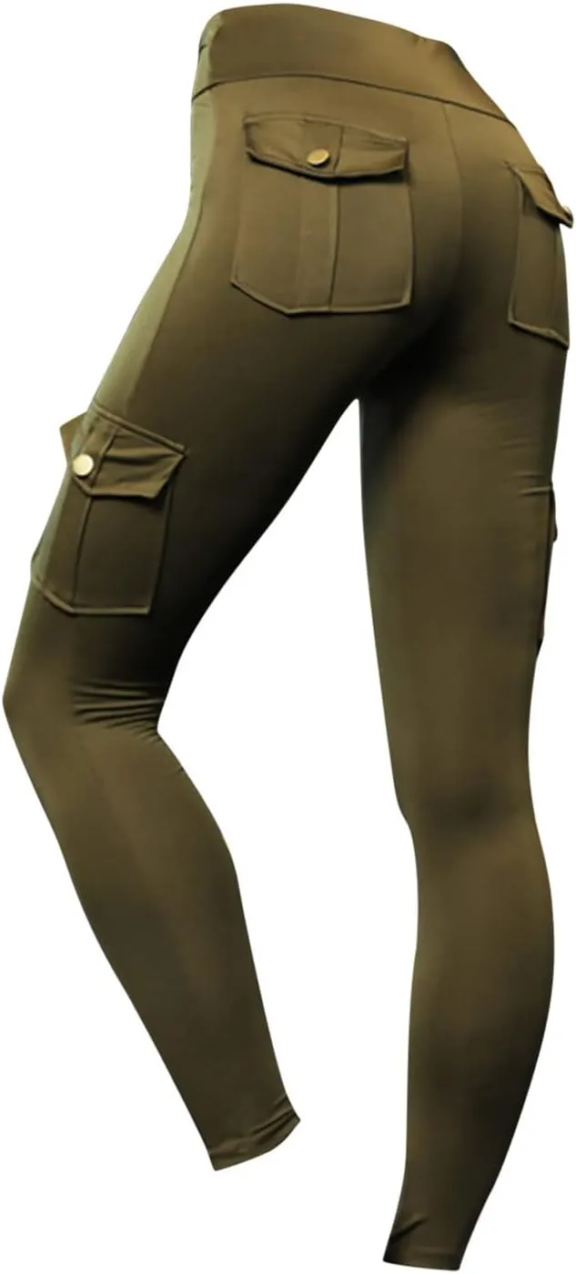 Women's Butt Lifting Biker Capri Leggings High Waist Flap Pocket Workout Athletic Capris Summer Gym Training Sweatpant