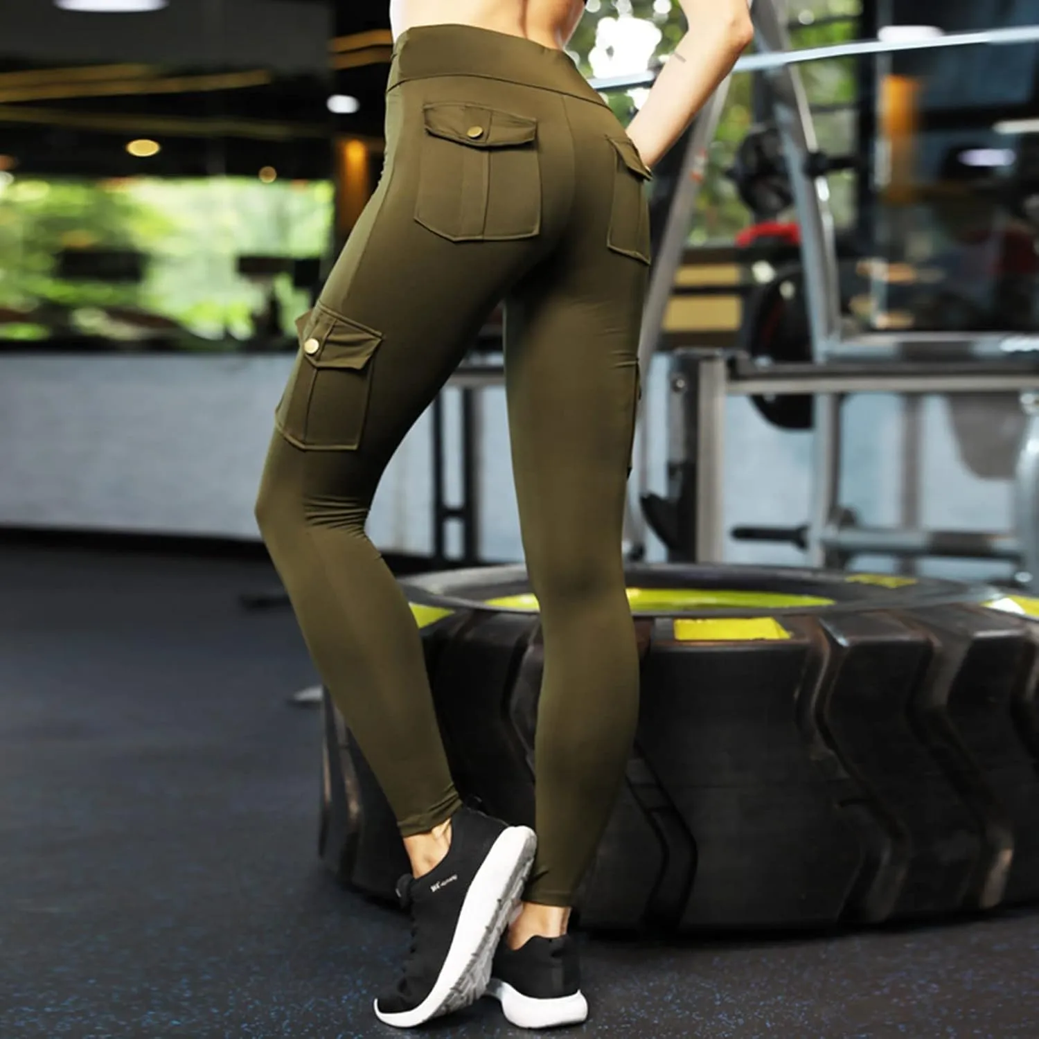 Women's Butt Lifting Biker Capri Leggings High Waist Flap Pocket Workout Athletic Capris Summer Gym Training Sweatpant