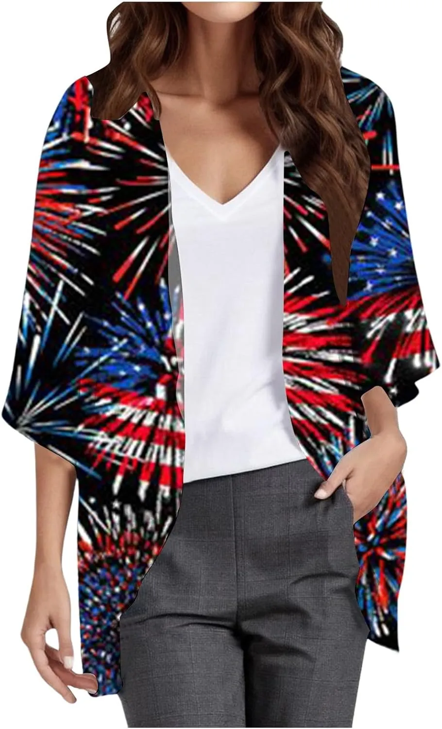 Women's Casual Fashion Print Lightweight and Comfortable Beach Vacation Chiffon Cardigan Classic Knit Cardigan