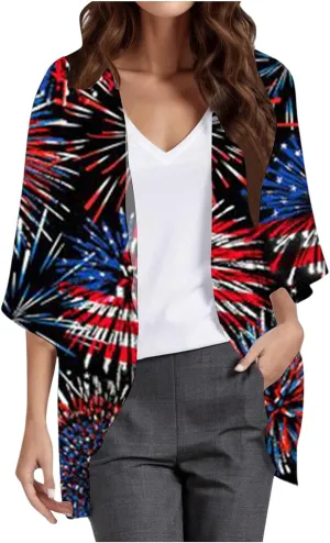 Women's Casual Fashion Print Lightweight and Comfortable Beach Vacation Chiffon Cardigan Classic Knit Cardigan