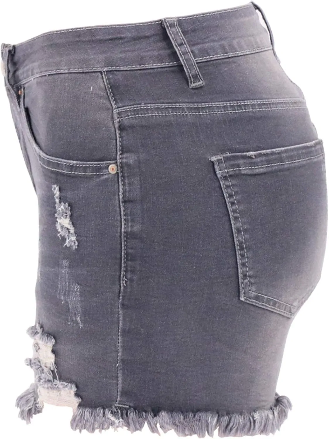 Womens Casual High Waisted Denim Shorts Frayed Raw Hem Ripped Jeans Shorts Cut Off Denim Hot Short Summer Jean Shorts
