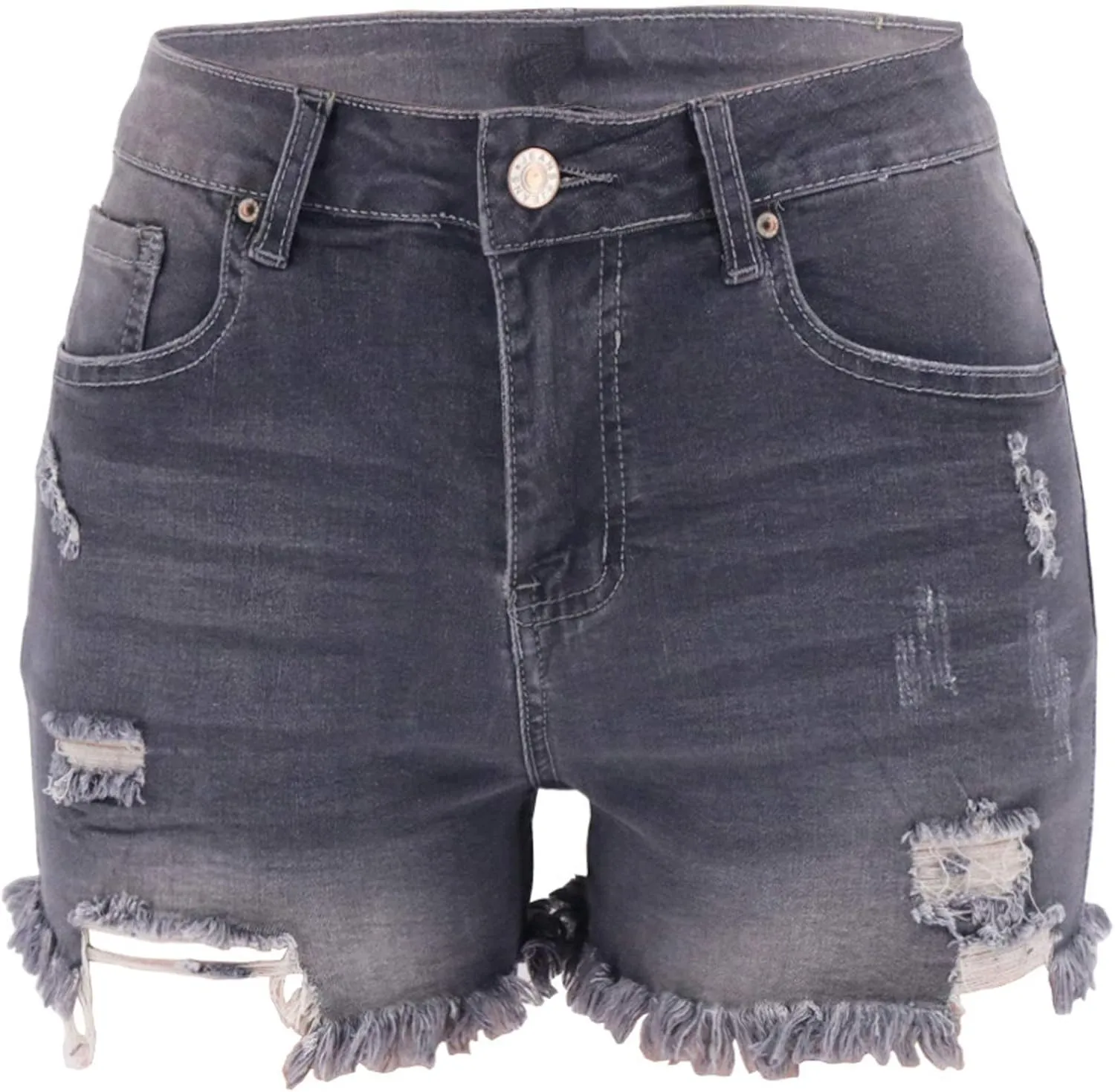 Womens Casual High Waisted Denim Shorts Frayed Raw Hem Ripped Jeans Shorts Cut Off Denim Hot Short Summer Jean Shorts