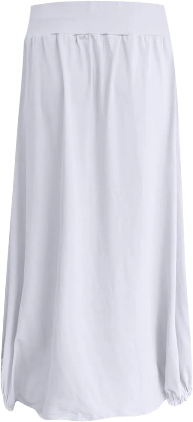 Womens Casual Maxi Skirts Trendy Elastic Waist Loose Long Skirt with Pocket Summer Solid Beach Vacation Outfits 2025