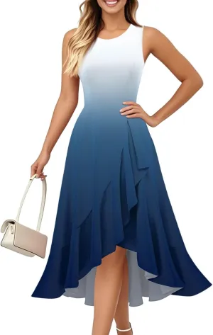 Women's Cocktail Party Formal Wedding Guest Church Dresses Sleeveless Midi Modest Graduation Prom Evening Dress