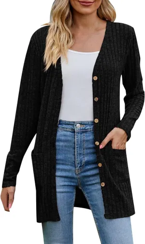 Women's Cozy Textured Solid Color Long Sleeve Cardigan Sweater Womens Sheer Kimono Cardigan