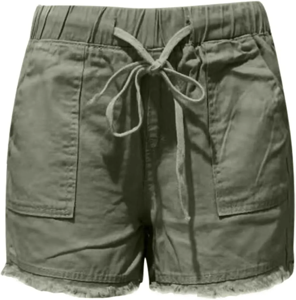 Women's Denim Shorts Elastic High Waisted Raw Hem Jean Shorts 2023 Summer Loose Fit Casual Stretch Hot Short with Pockets
