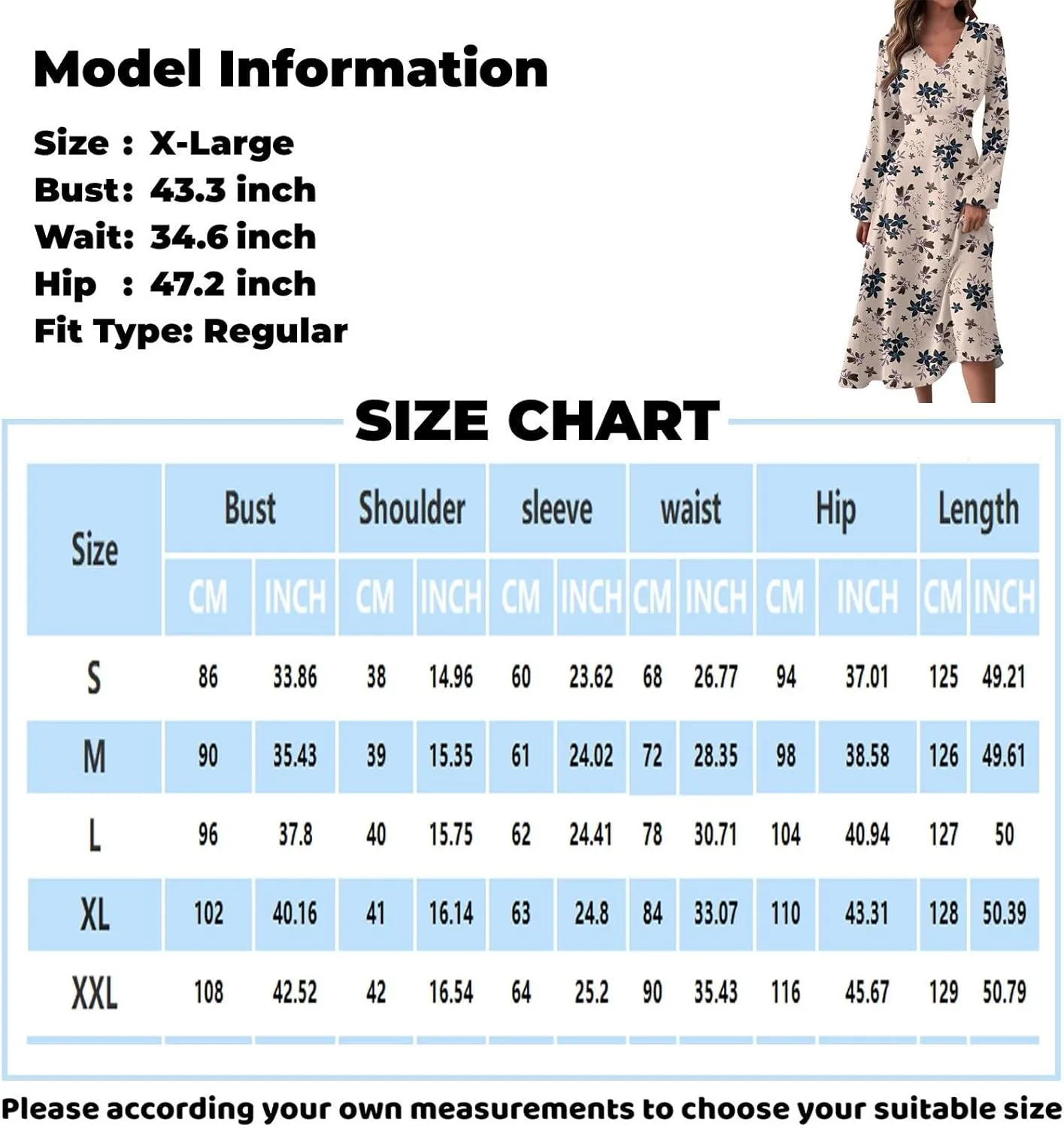 Womens Dresses Spring 2025 Long Sleeve V Neck A-Line Dress Trendy Cruise Wear Classy Outfits Casual Boho Clothes