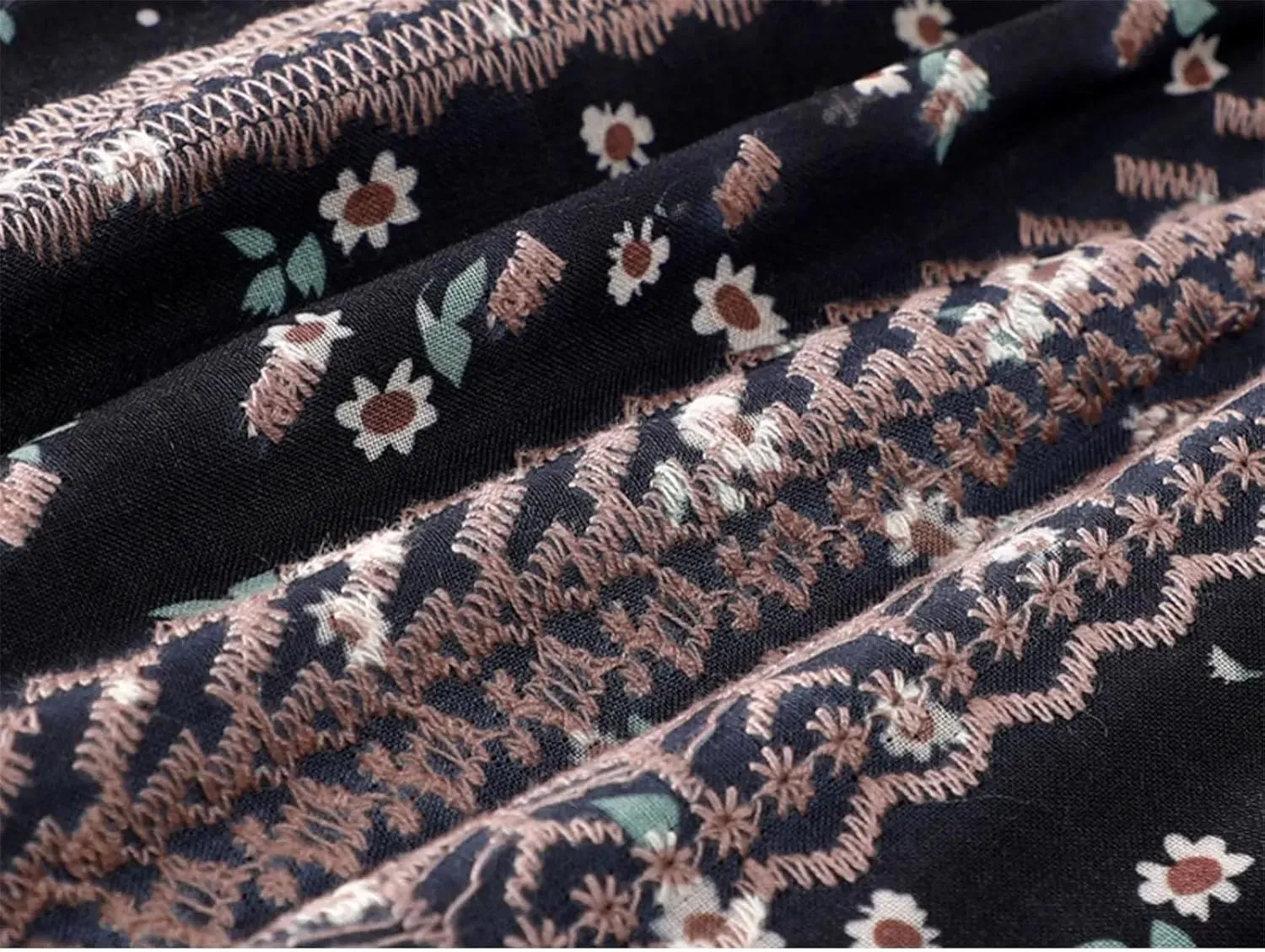 Women's Embroidery Floral A-Line Skirt Summer Korean High Waist Midi Skirt