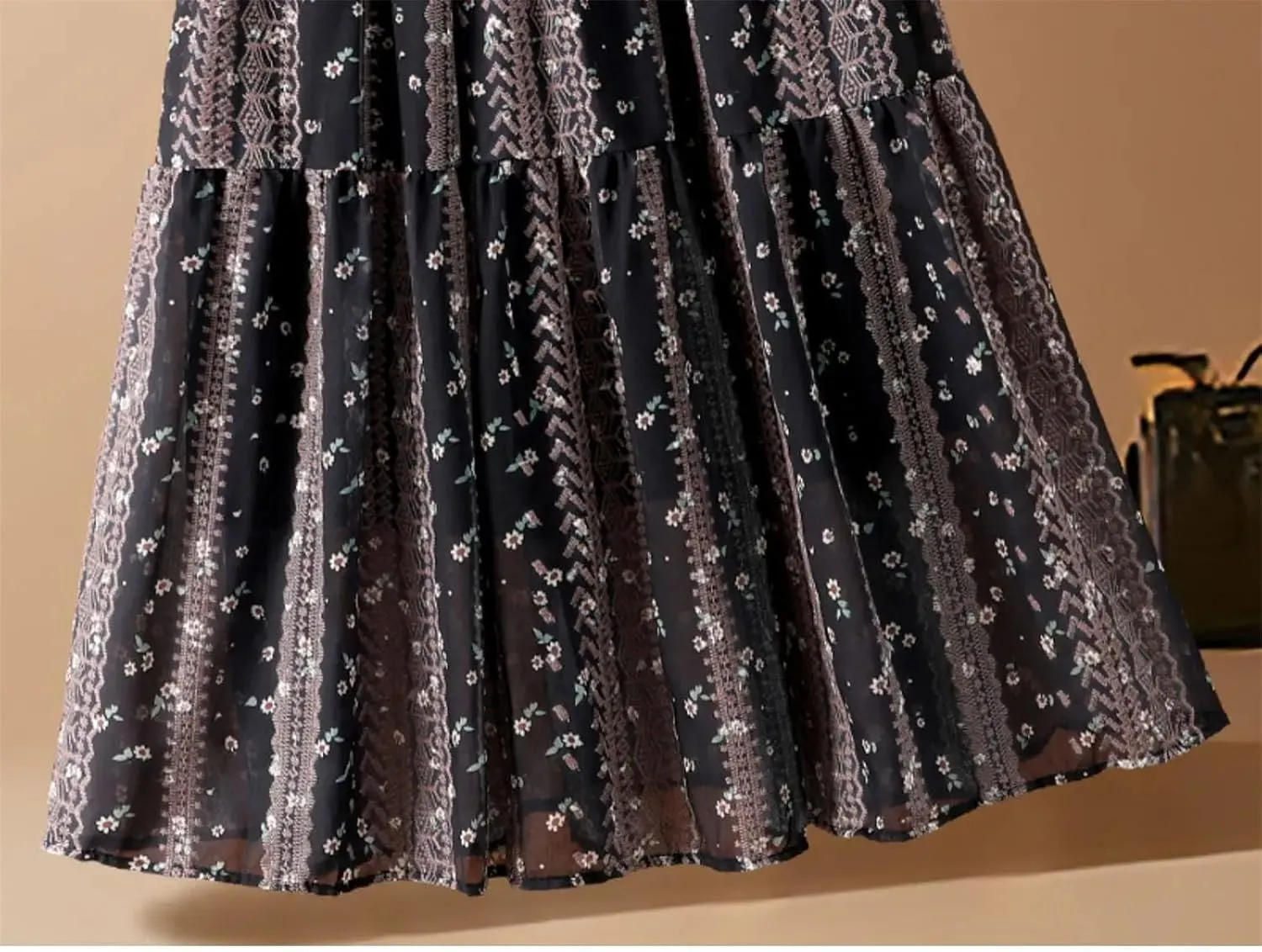 Women's Embroidery Floral A-Line Skirt Summer Korean High Waist Midi Skirt