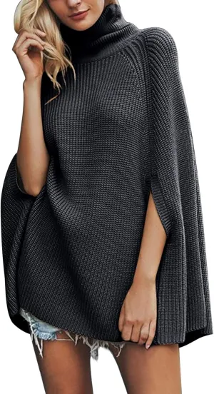 Womens Fall Fashion 2024 Turtleneck Sweaters Cable Knitted Wrap Soft Sweater Pullover Tops Trendy Outfits Baggy