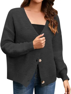 Women's Fashionable Short Knitted Cardigan Loose Single Button Wool Sweater Outerwear for B0744lyx5x Wool (03-Black, M)
