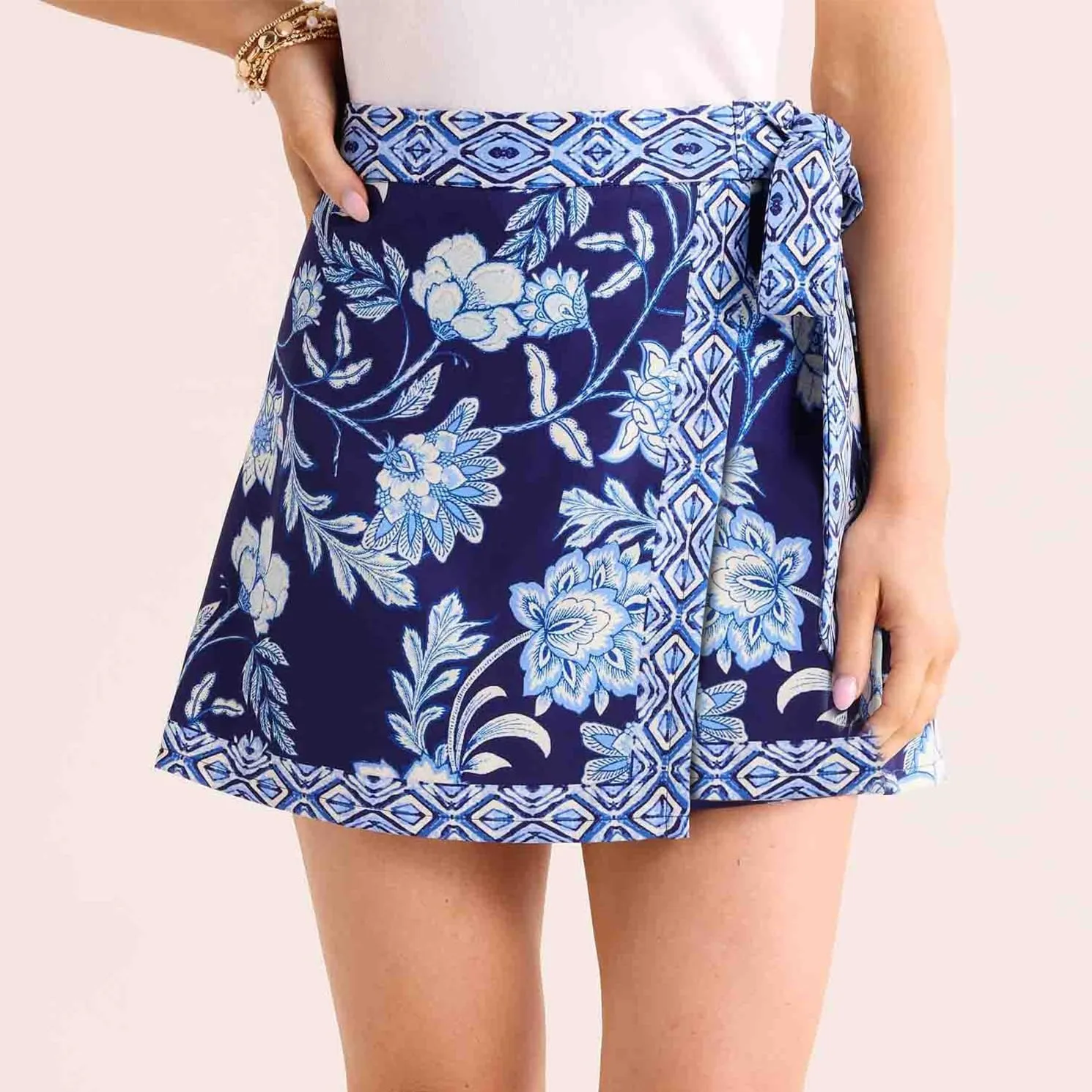 Womens Floral Wrap Short Skirt Summer Beach Mini Skirt Casual Knot Side High Waist A Line Vacation Outfits Skorts