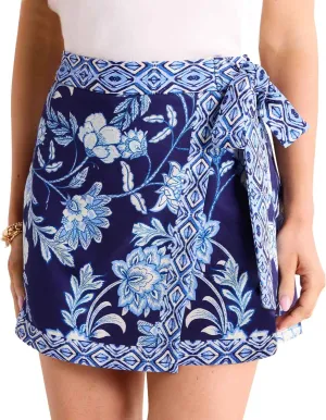 Womens Floral Wrap Short Skirt Summer Beach Mini Skirt Casual Knot Side High Waist A Line Vacation Outfits Skorts