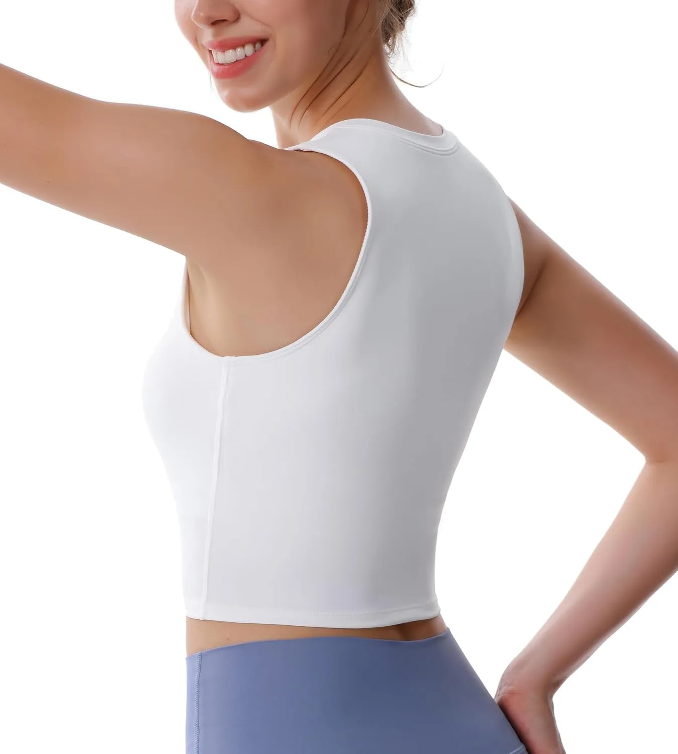 Women's High Neck Sleeveless Workout Cropped Tank Tops with Built-in Padded Bra Sports Yoga Gym Athletic Shirts